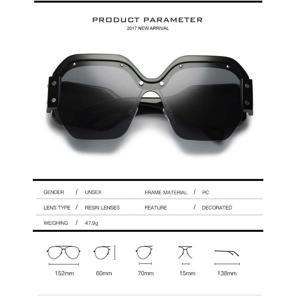 Oversized Sunglasses Women's Fashion Designer‎ Inspired Statement Shades Lentes - Picture 2 of 3